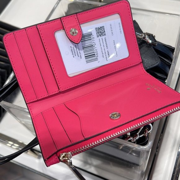 Kate Spade Leila Small Slim Bifold Wallet Bikini Pink Color - Picture 12 of 16